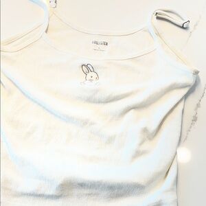 Hollister Cream Tank Top with Bunny Graphic